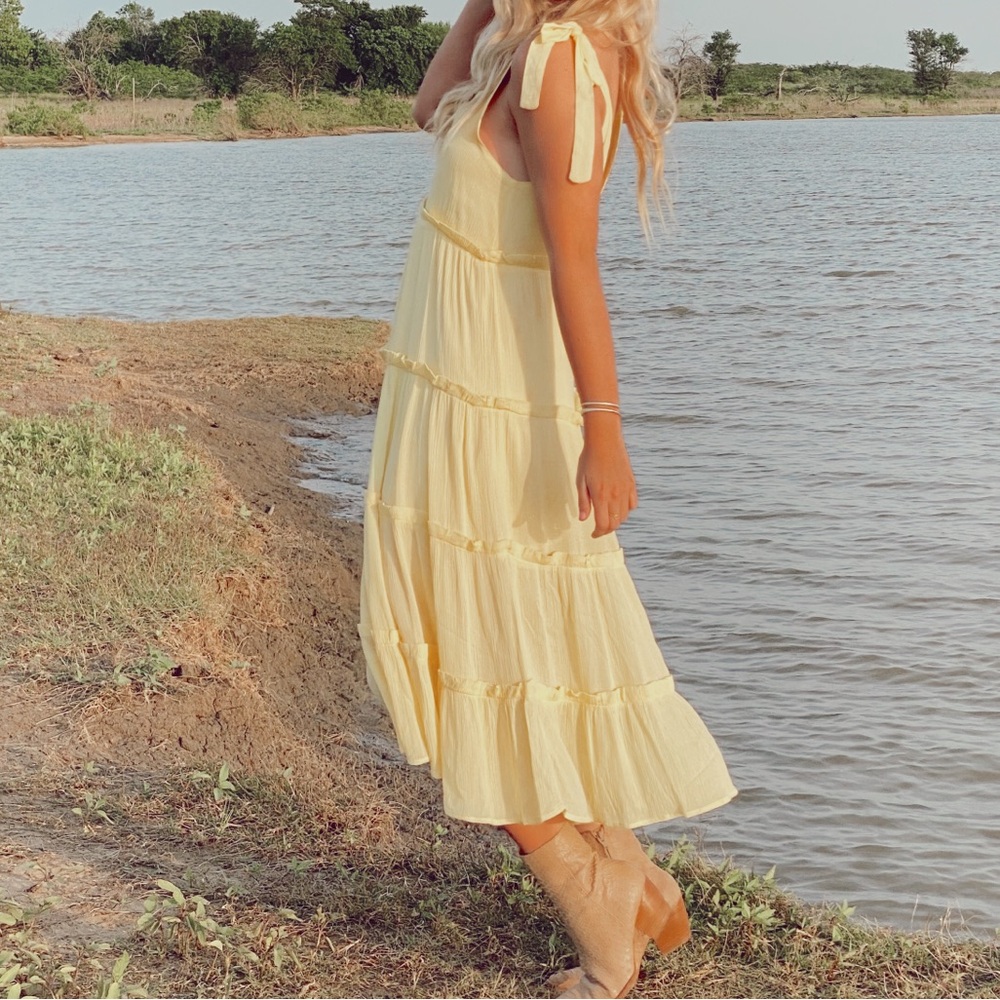 Yellow Sleeveless Tiered Dress